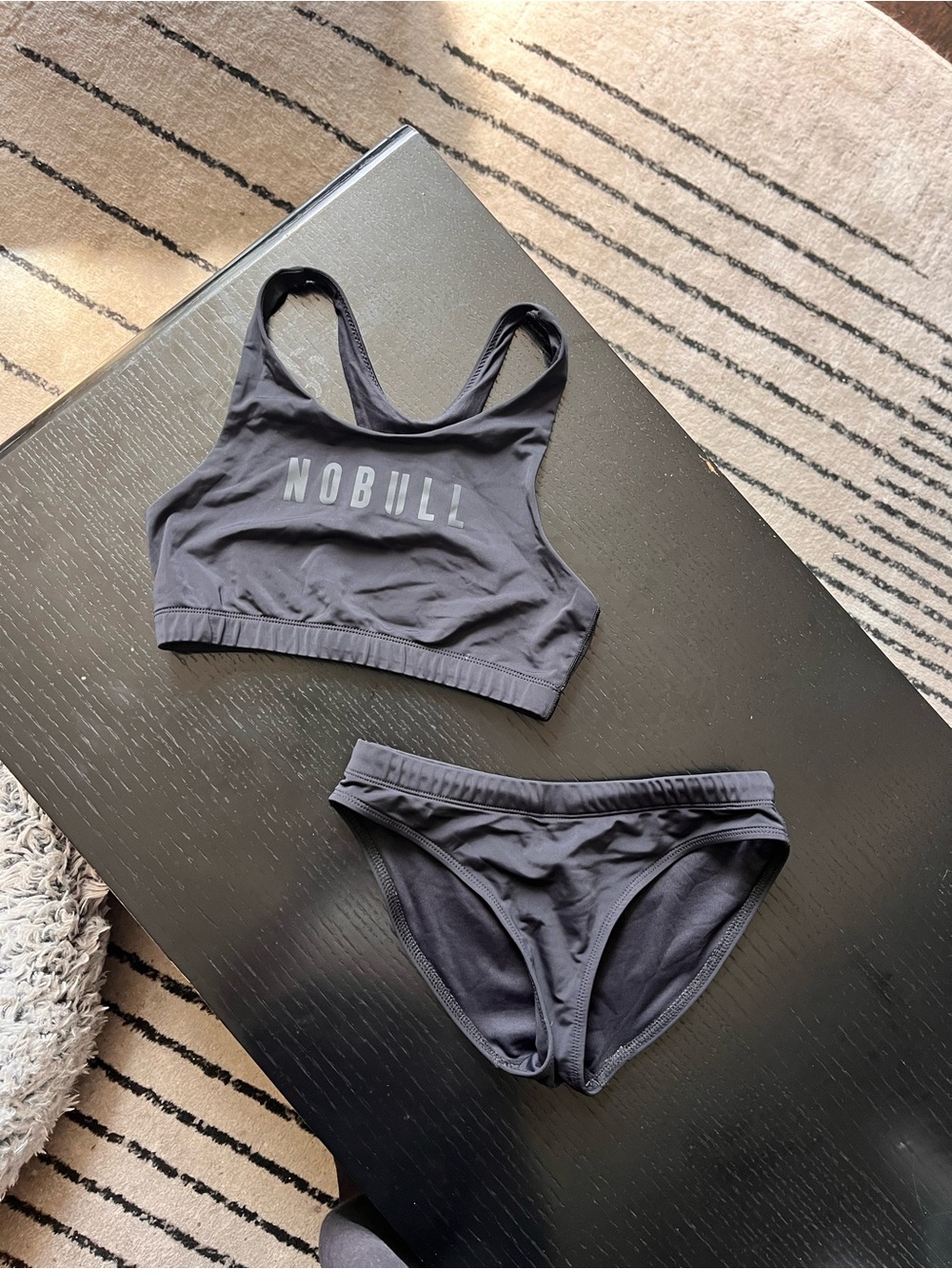 NOBULL Black Racerback Sports Bra and Bikini Brief Set